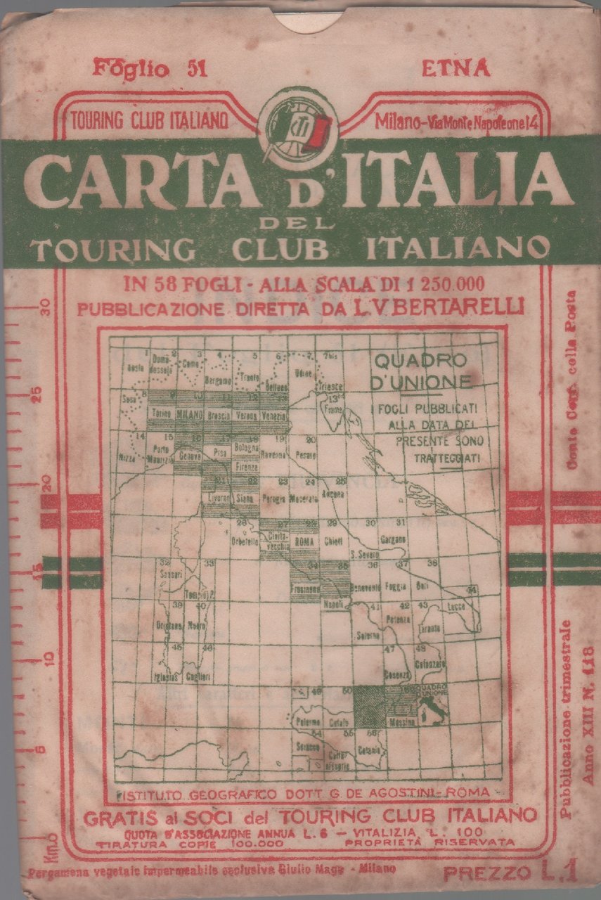 Carta d'Italia del Touring Club Italiano - Foglio 51 Etna | Immagine principale