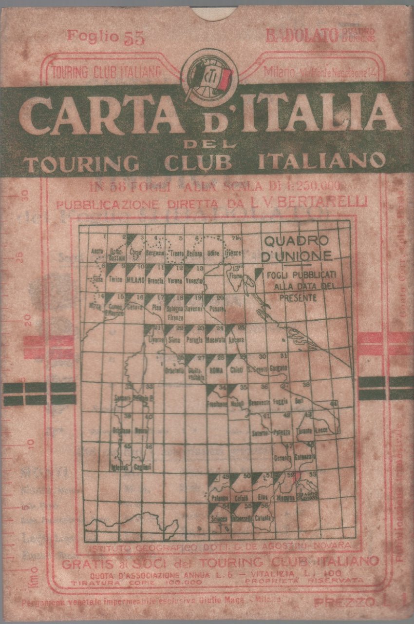 Carta d'Italia del Touring Club Italiano - Foglio 55 Badolato | Immagine principale