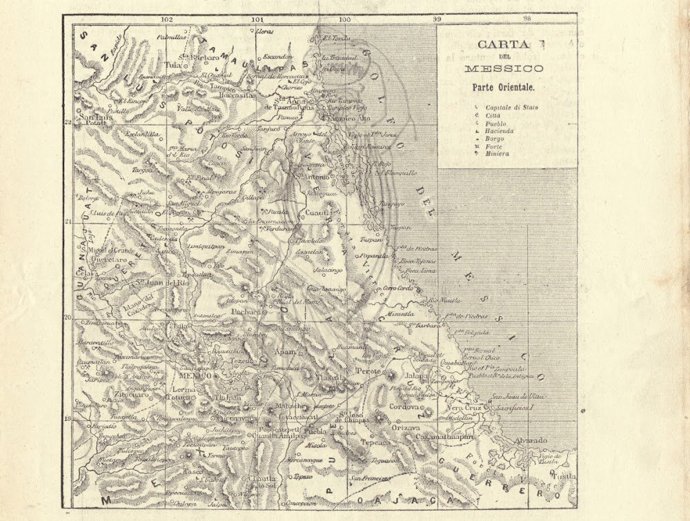 Carta del Messico. Parte orientale. Illustrazione 1864