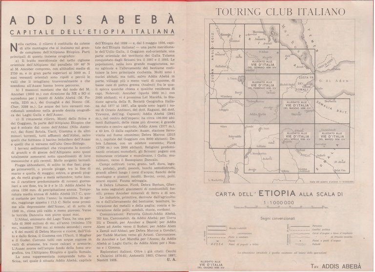 Carta dell'Etiopia. Addis Abeba. scala 1:1000000. 1936