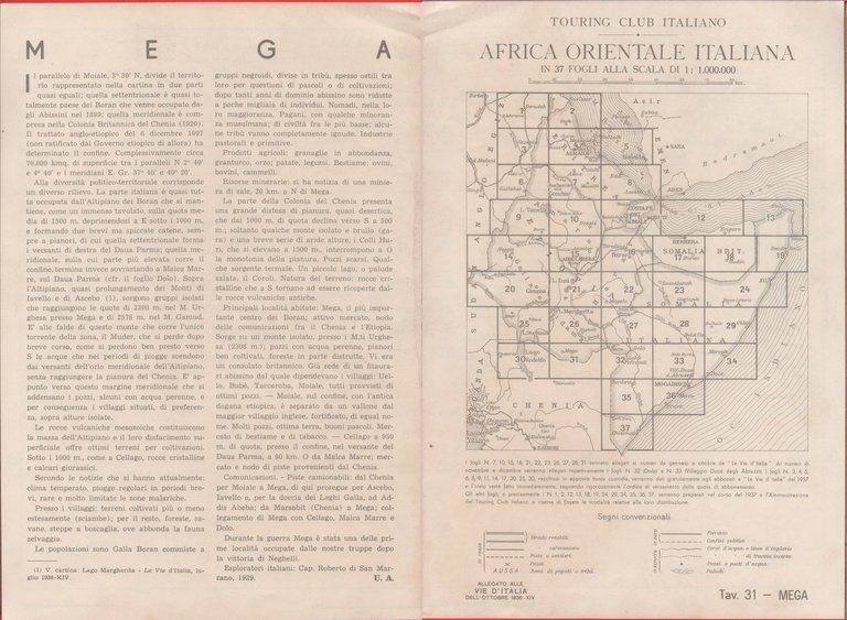 Carta dell'Etiopia. Mega. scala 1:1000000. 1936