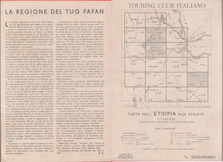 Carta dell'Etiopia. Sassabaneh. scala 1:1000000. 1936