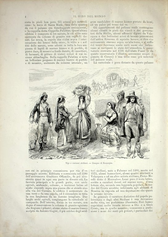 Carta della Sicilia/Tipi e costumi siciliani. Stampa 1864
