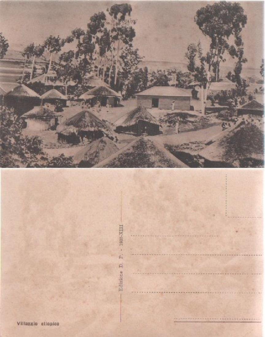 Cartolina - AOI. Villaggio etiopico. Non viaggiata, no riproduzione