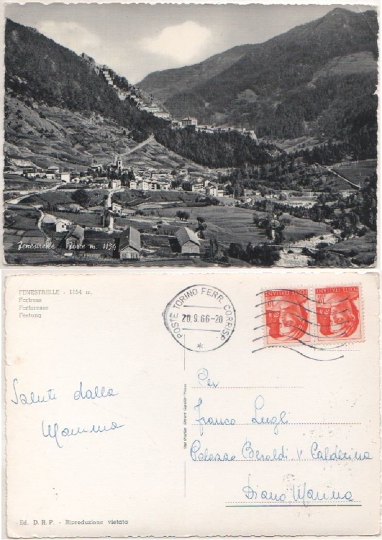 Cartolina - Fenestrelle. Forte. Viaggiata 1966