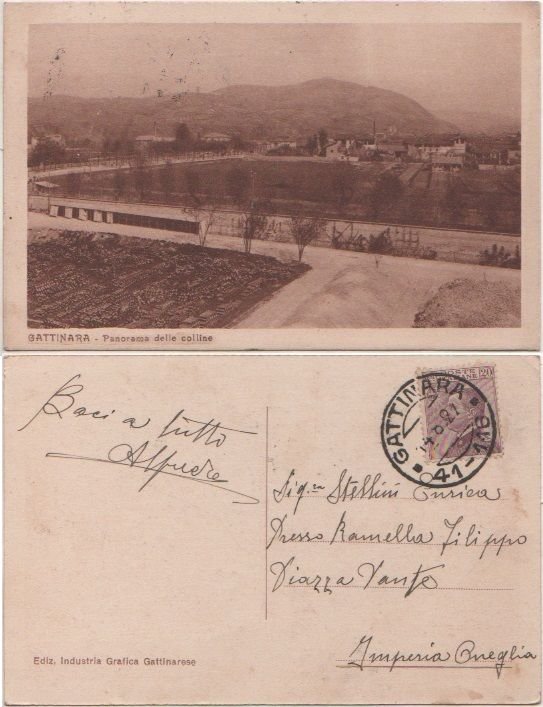 Cartolina - Gattinara. Panorama delle colline. Viaggiata 1927