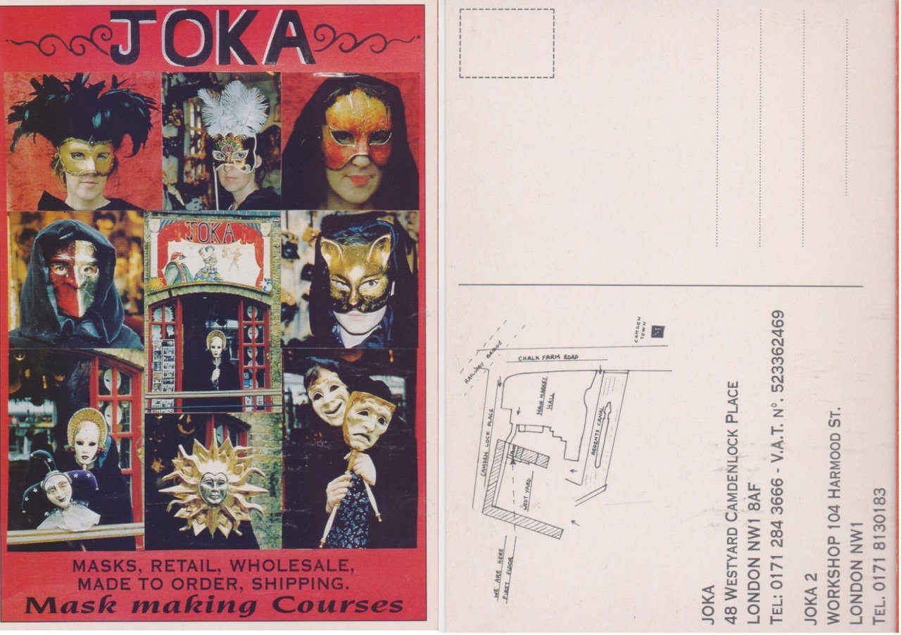 Cartolina - Joka. Mask making Courses. London