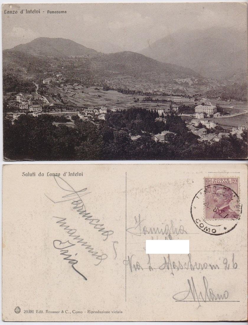 Cartolina - Lanzo d'Intelvi. Panorama, Viaggiata 1927