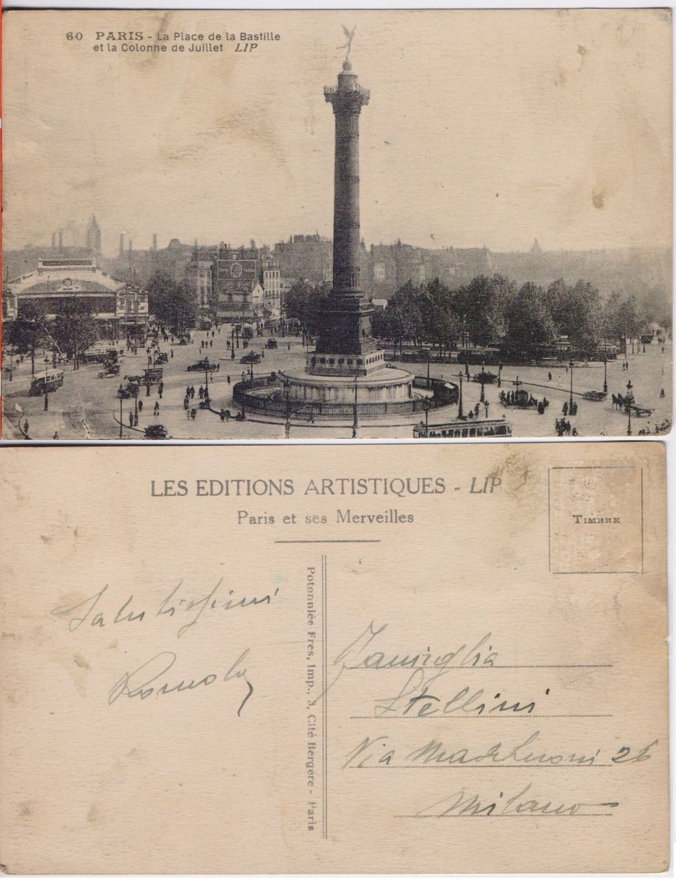 Cartolina - Paris. La Place de la Bastille e le …