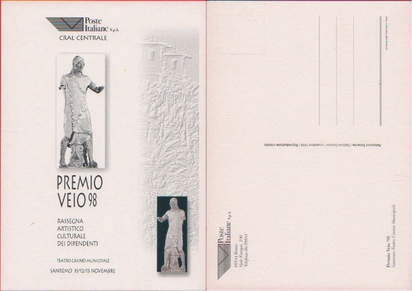 Cartolina - Premio Veio. Sanremo 1998