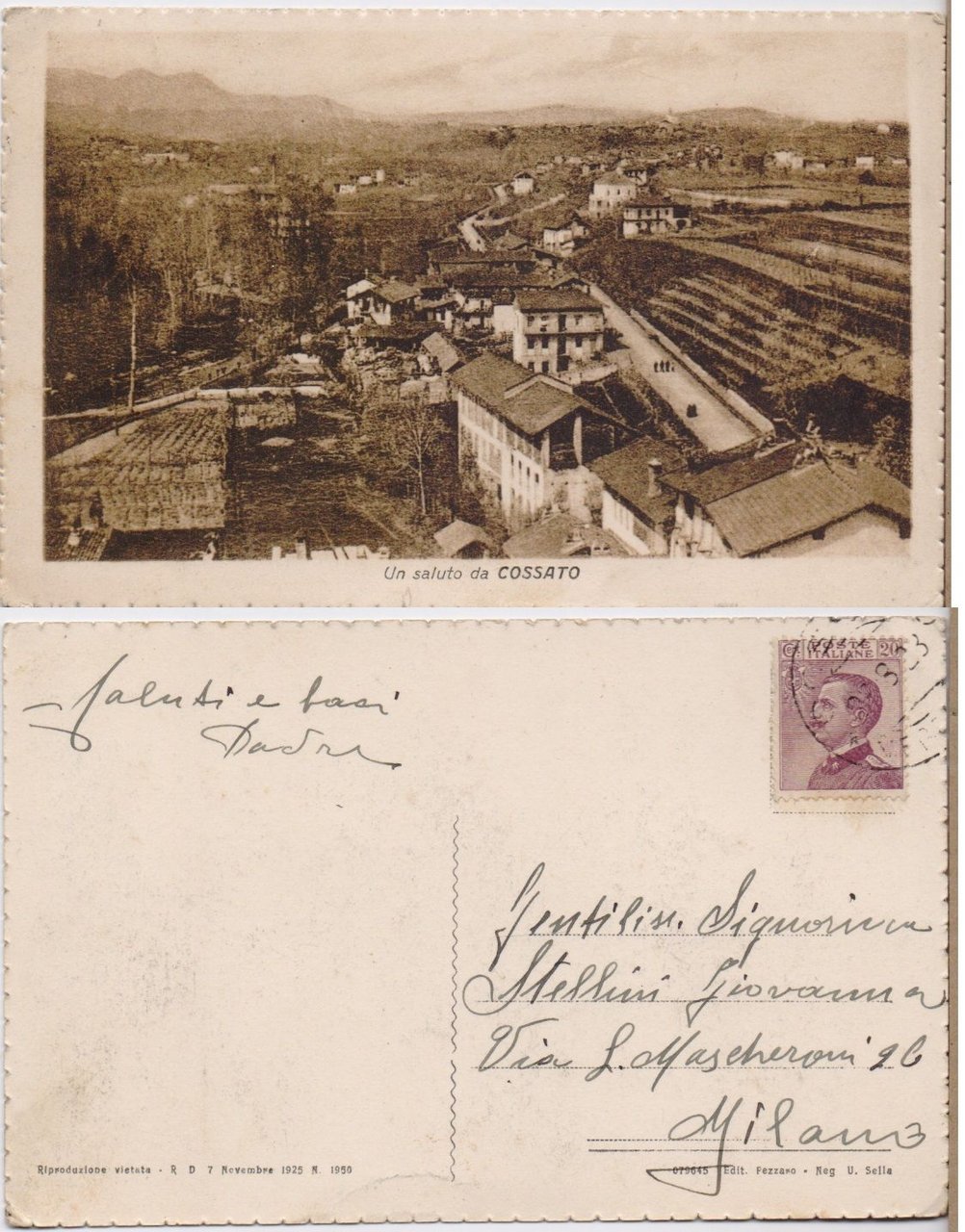 Cartolina - Un saluto da Cossato. Viaggiata 1923
