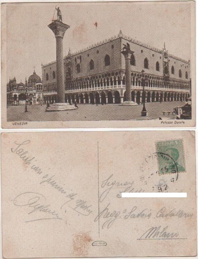 Cartolina - Venezia. Palazzo Ducale. Viaggiata 1925