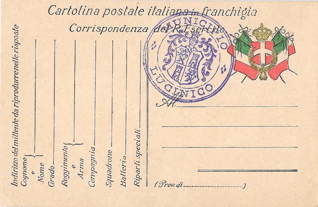 Cartolina postale in franchigia. Timbro comune di Lucinasco (IM). Non …