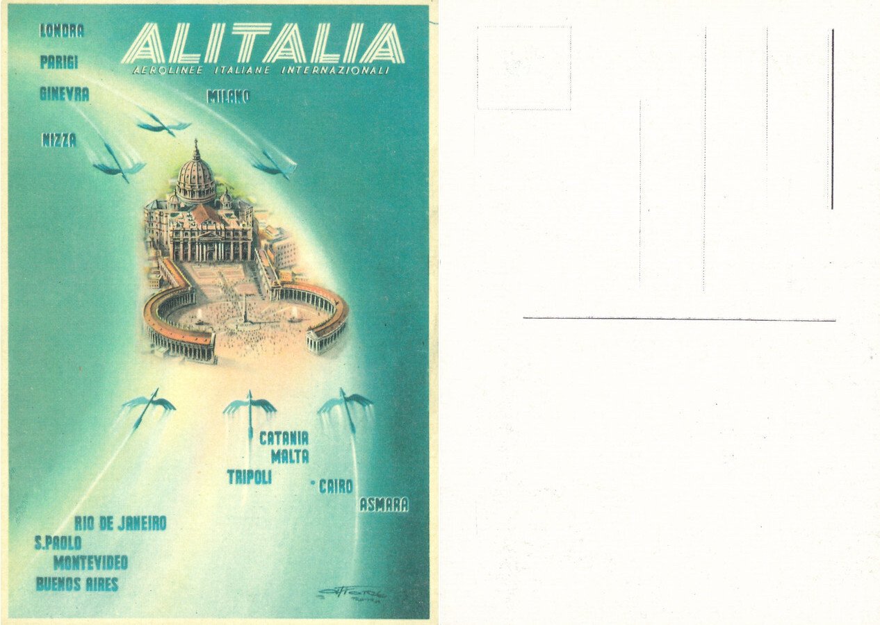 Cartolina pubblicitaria Alitalia Non viaggiata