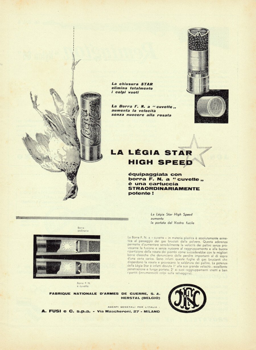 Cartucce Legia Star High Speed FN. Advertising 1961