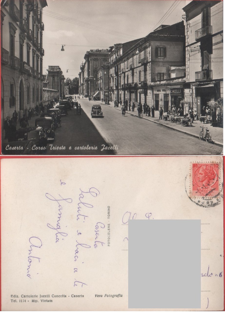 Caserta. Corso Triste e cartolerie Jacelli. Viaggiata