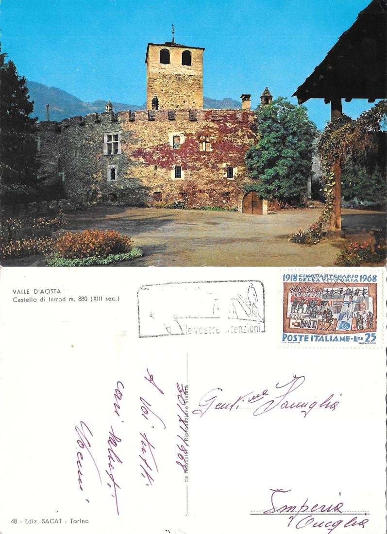 Castello di Introd (AO). Viaggiata 1968