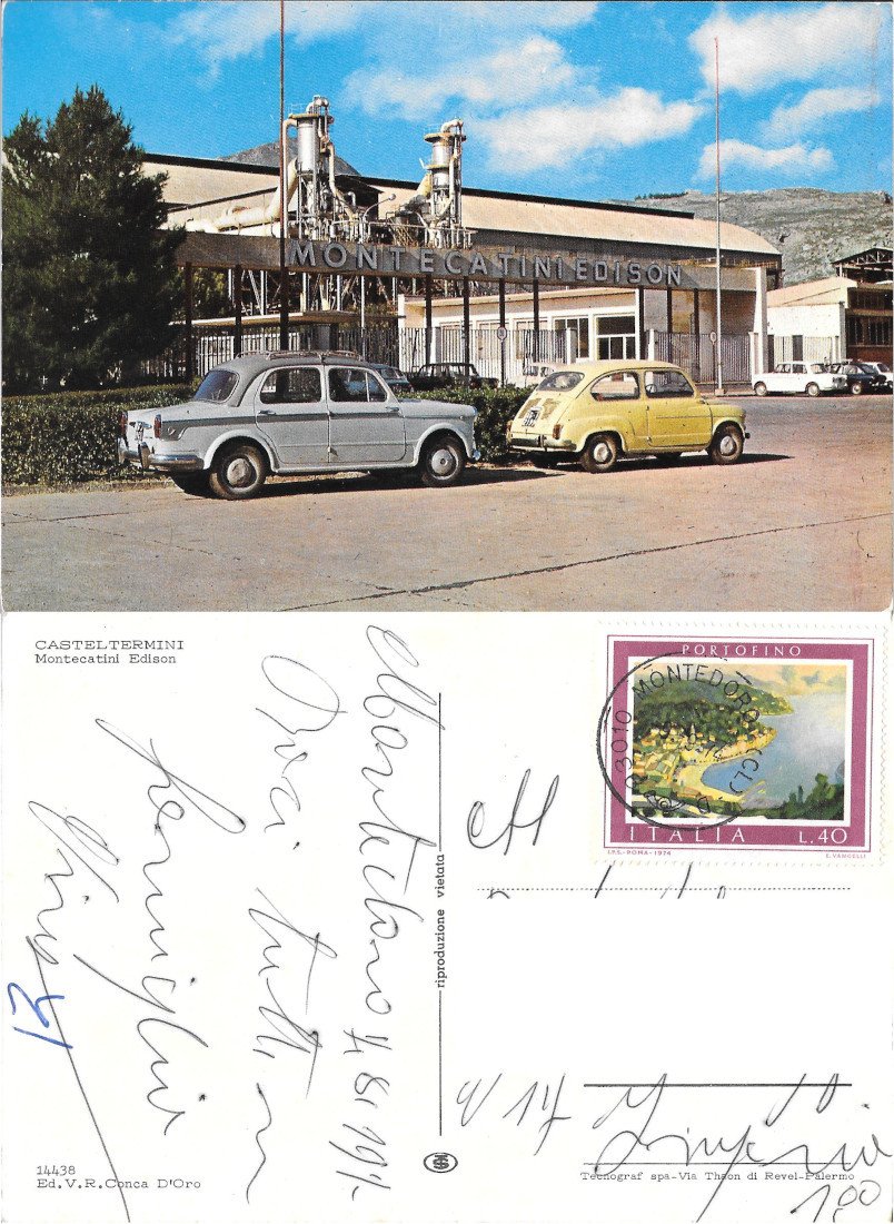 Casteltermini. Montecatini Edison. Viaggiata 1972