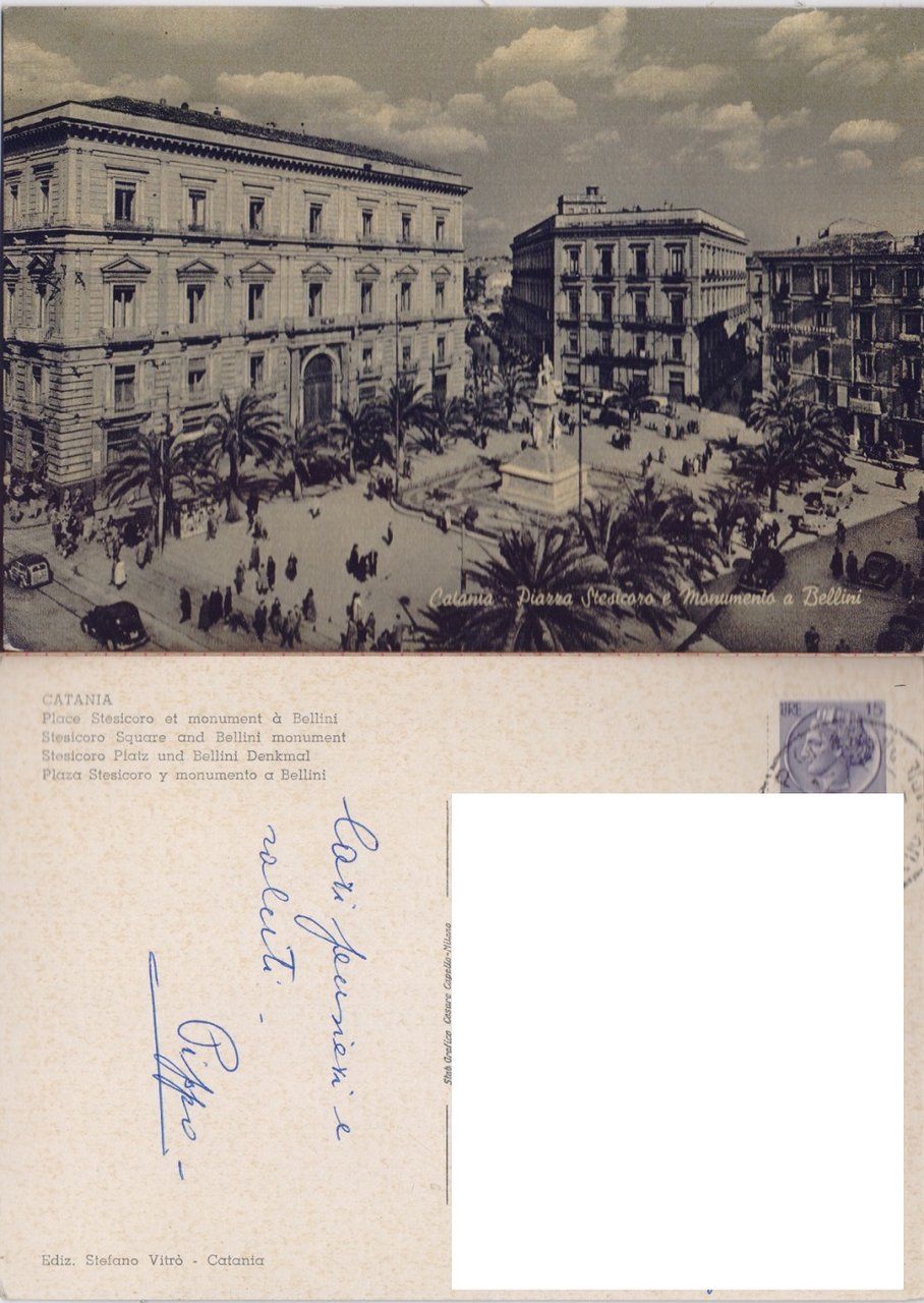 Catania. Piazza Stesicoro e monumento a Bellini. Viaggiata | Immagine principale