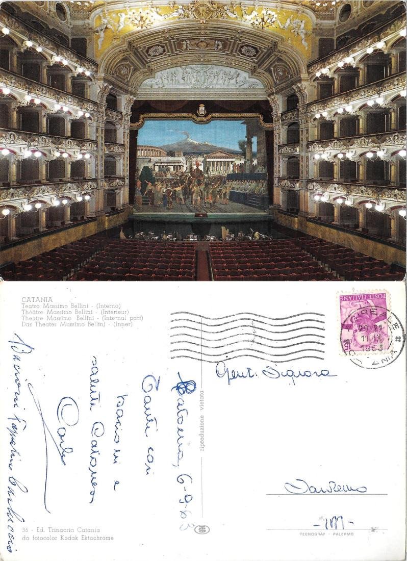 Catania. Teatro Massimo Bellini. Interno. Viaggiata 1963 | Immagine principale