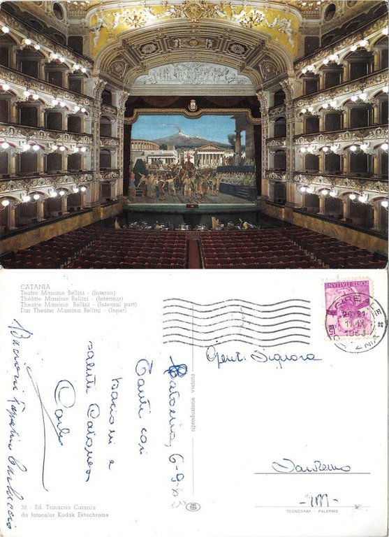 Catania. Teatro Massimo Bellini. Interno. Viaggiata 1963