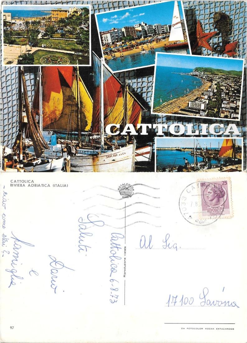 Cattolica. Vedutine. Riviera Adriatica. Viaggiata 1973