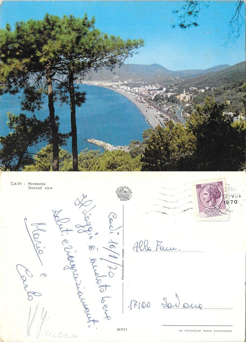 Cavi (GE). Panorama. Viaggiata 1970