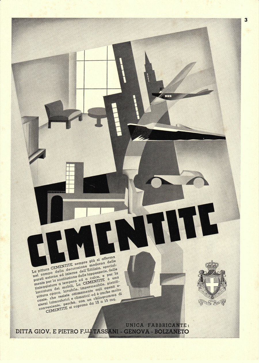 Cementite Tassani / Prodotti MEF per l'edilizia. Advertising 1937