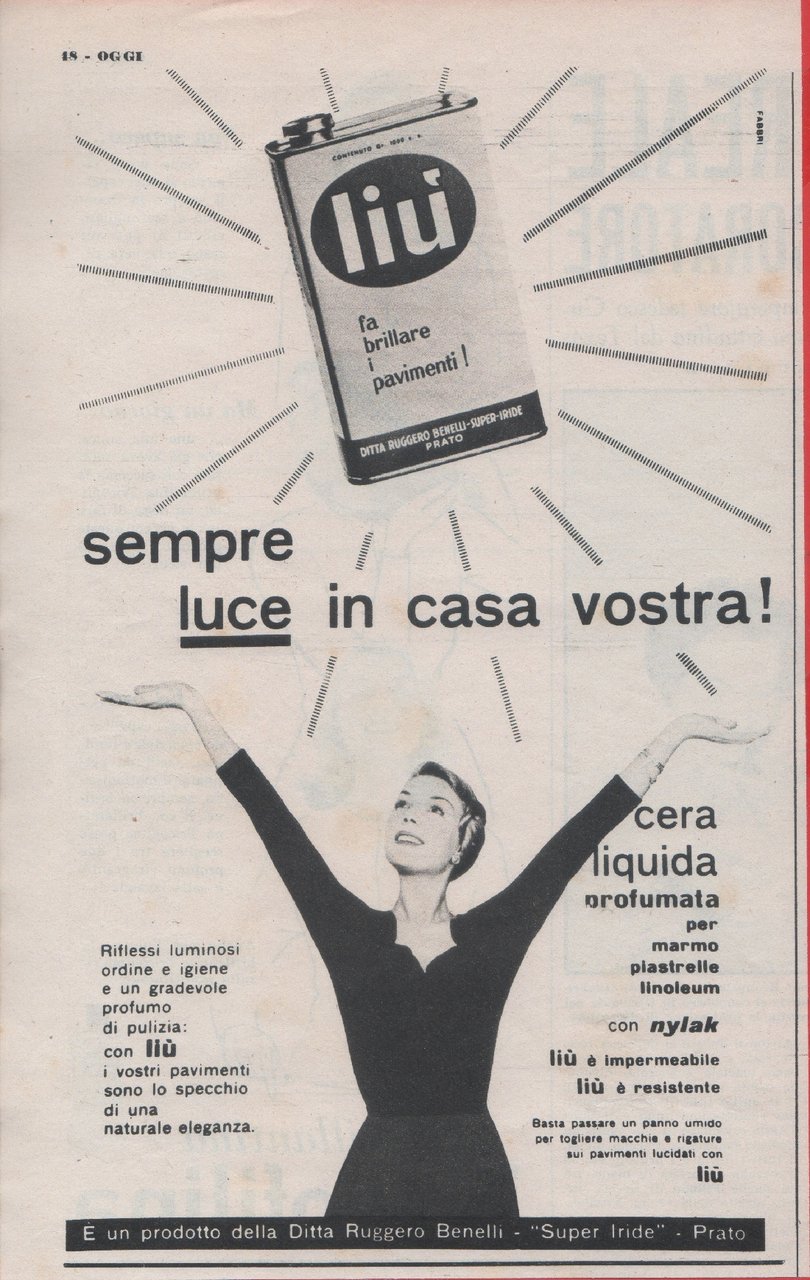Cera Liù sempre luce in casa vostra. Advertising 1947
