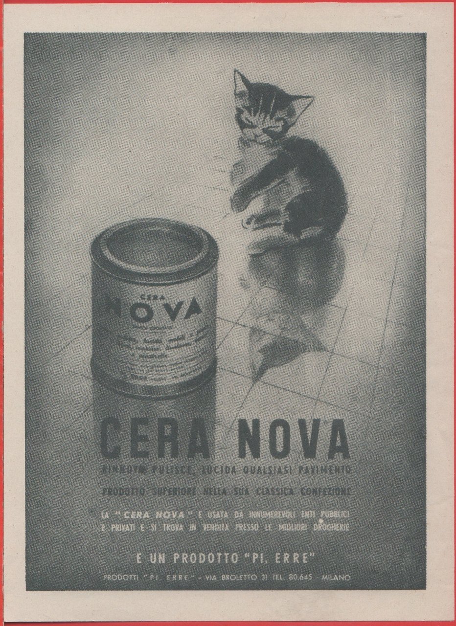 Cera Nova. Rinnova pulisce lucida qualsiasi pavimento. Advertising 1943