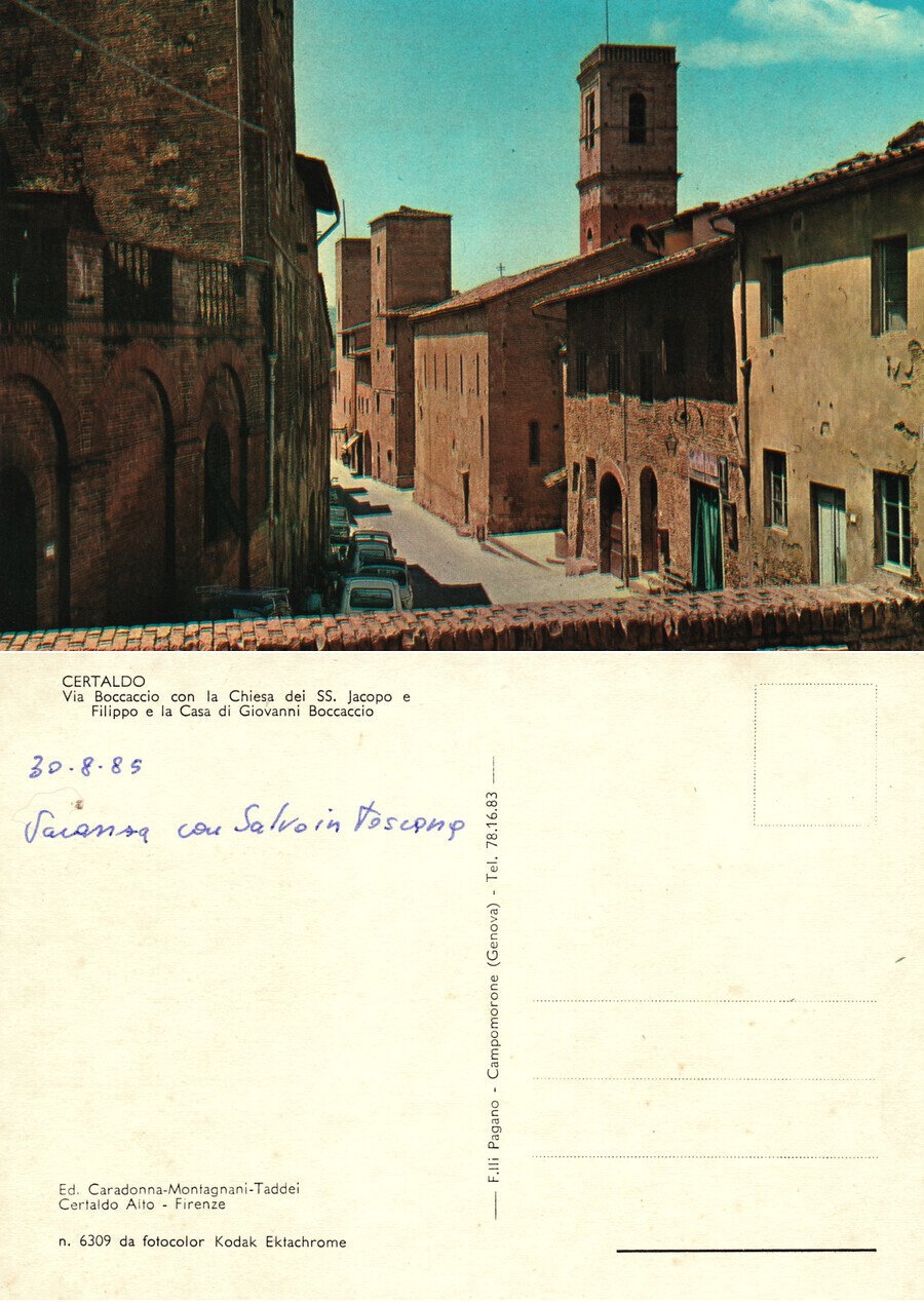 Certaldo (FI). Via Boccaccio con la chiesa SS. Jacopo e …