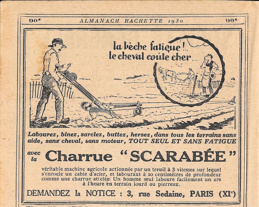 Charrue Scarabée. Pubblicita 1930