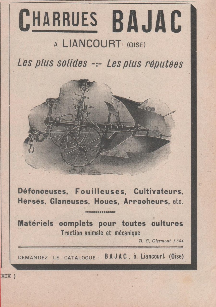 Charrues Bajac. Advertising 1924