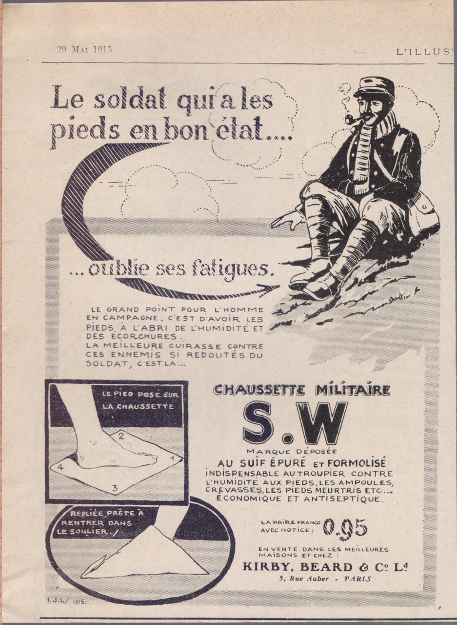 Chausette militaire S.W. Advertising 1915