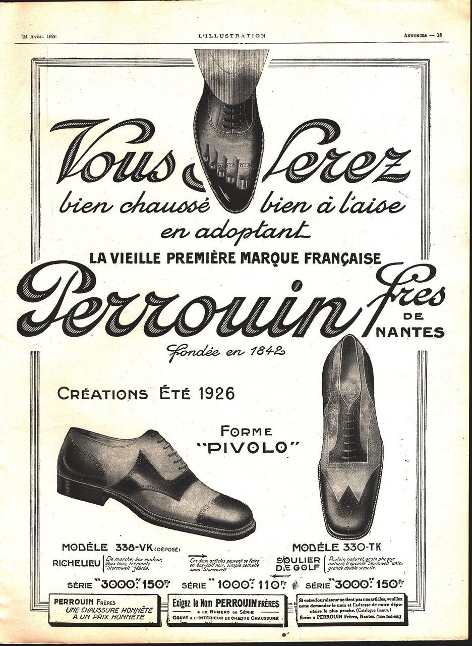 Chaussure Perroquin Nantes. Advertising 1926