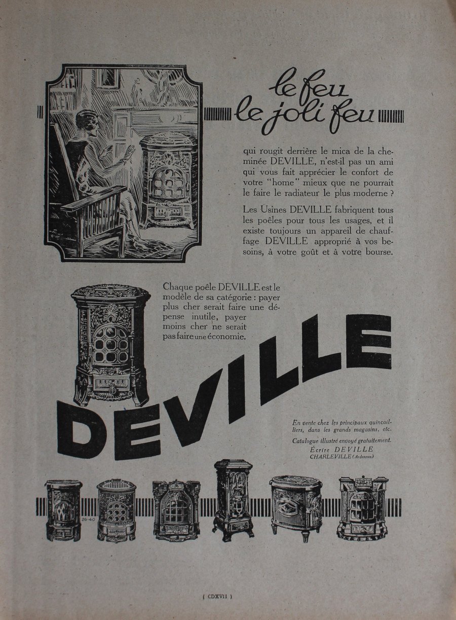 Cheminée Deville. Advertising 1926