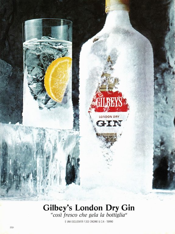 Chergui cantiere Gouteron/Gin Gilbey's London Dry Gin. Advertising 1974