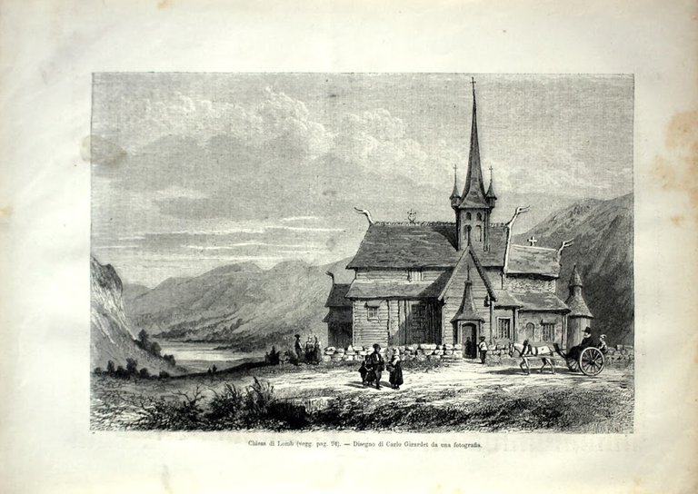 Chiesa di Lomb (Norvegia). Stampa 1864