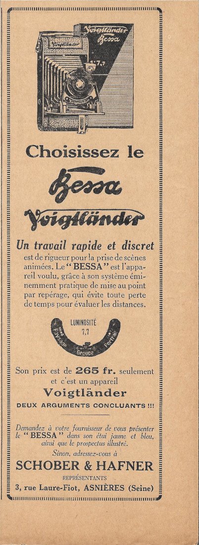 Choisissez le Bessa Voigtlander - Advertising 1930