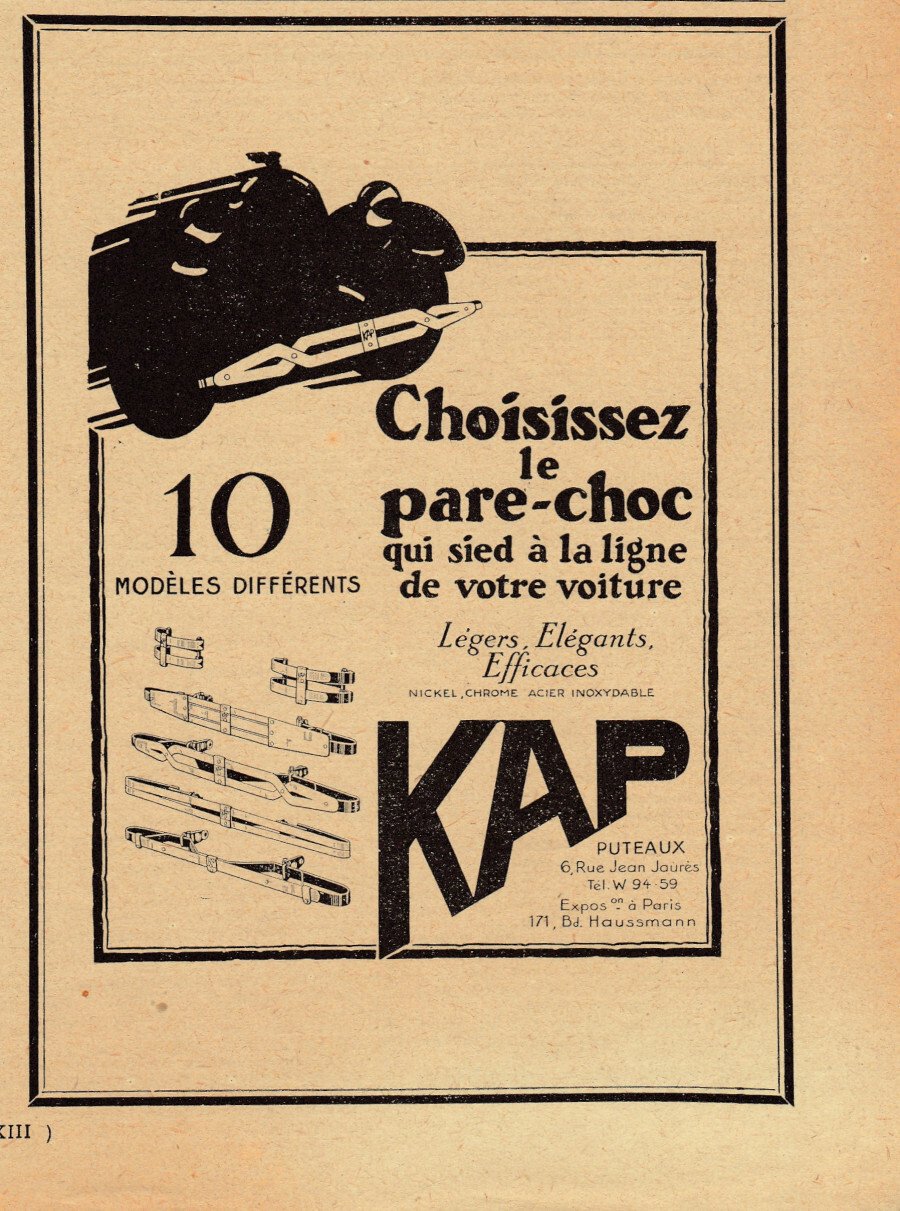 Choissez le pare-choc KAP. Advertising 1927