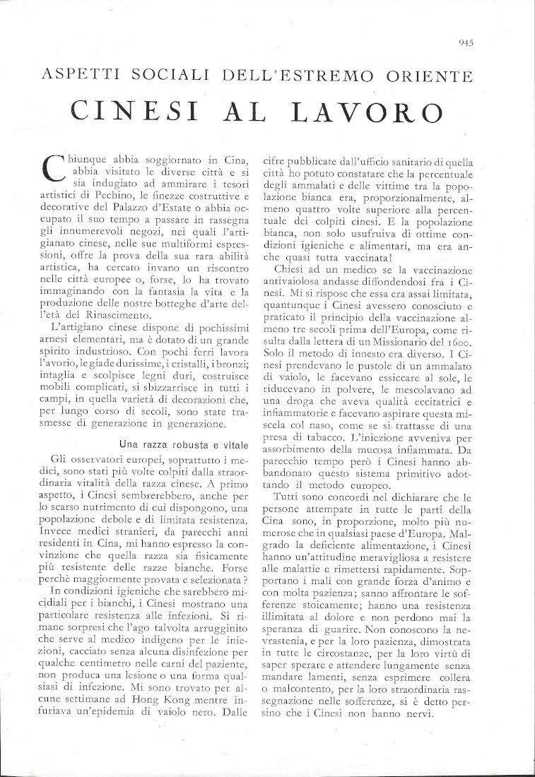 Cinesi al lavoro. Aspetti sociali dell'Estremo Oriente - Estratto 1936