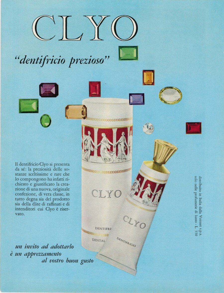 Clio dentifricio prezioso / Cordial Campari. Advertising 1961