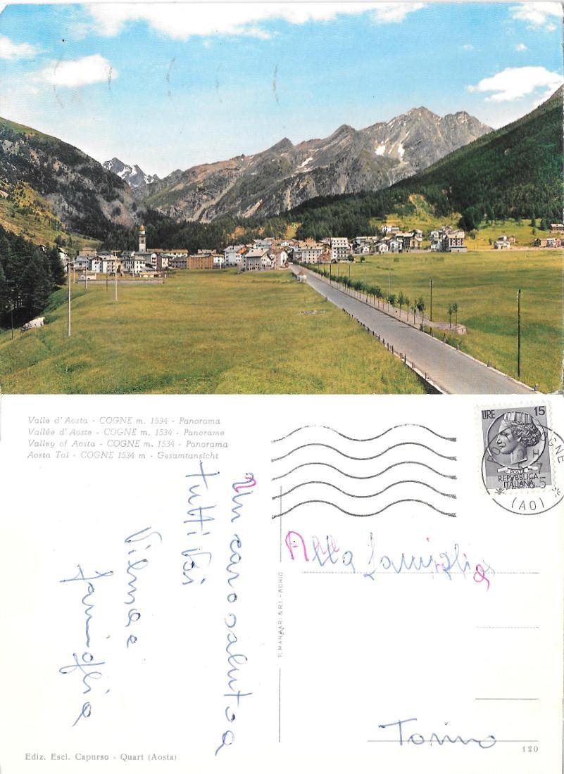 Cogne (AO). Panorama. Viaggiata 1965