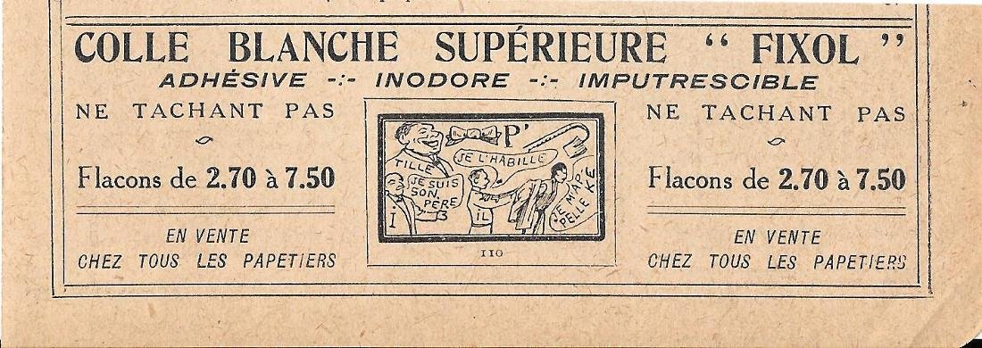 Colle blanche supérieure Fixol. Stampa 1919