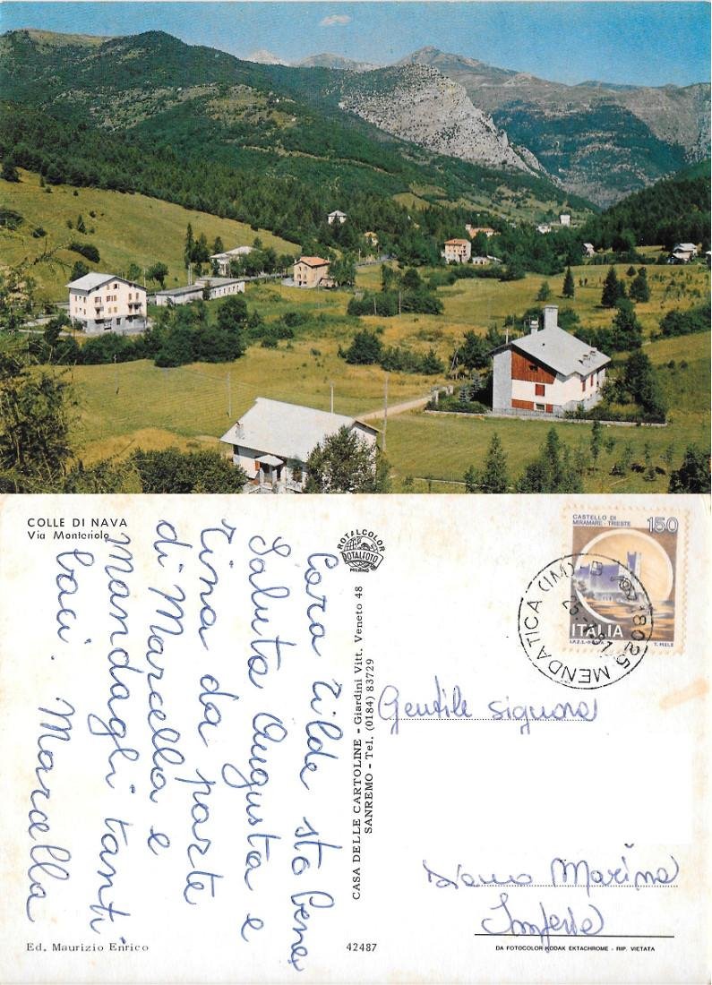 Colle di Nava (IM). Via Monteriolo. Viaggiata 1981