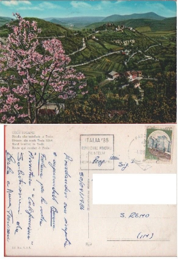 Colli Euganei. Strada che conduce a Teolo. Viaggiata 1984