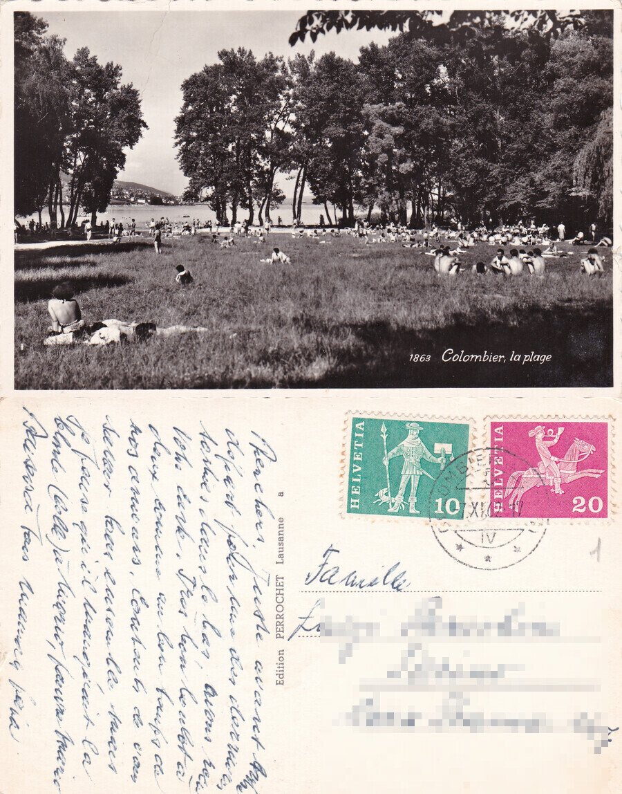 Colombier (CH). La plage. Viaggiata 1962