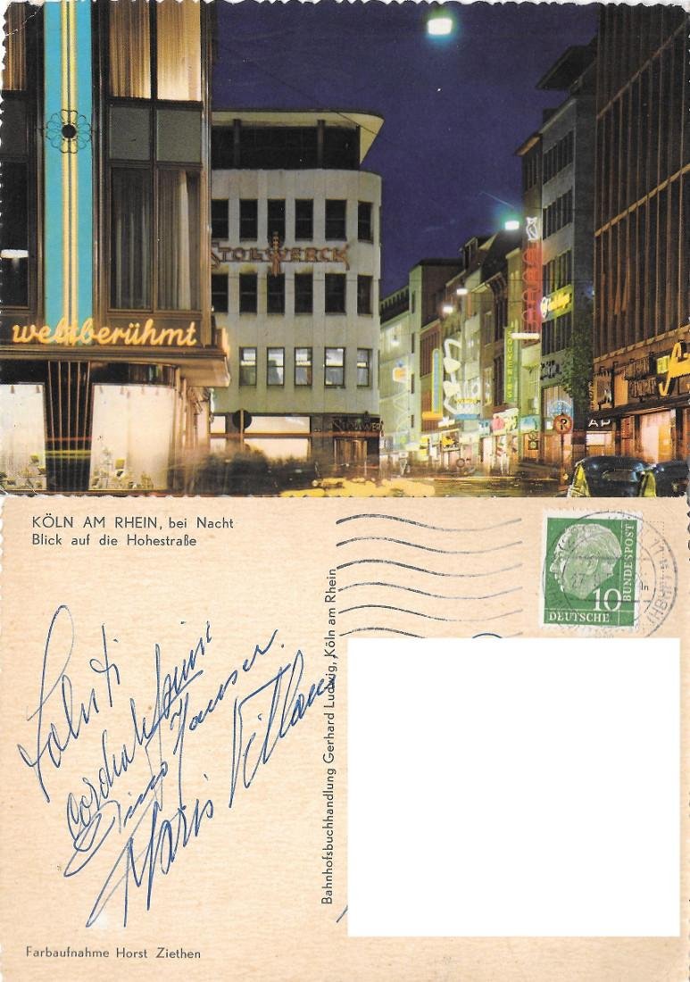 Colonia. Vista notturna della Hohestrasse. Viaggiata 1958