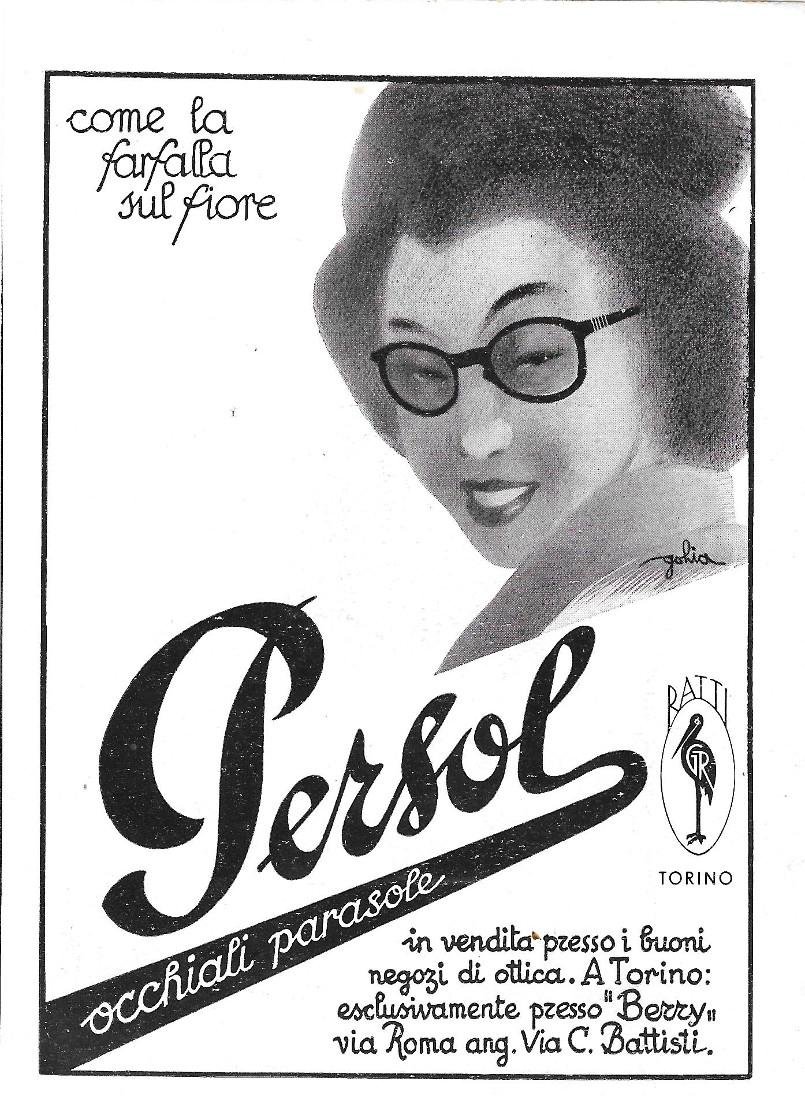 Come una farfalla sul fiore. Persol occhiali parasole. Pubblicità 1942