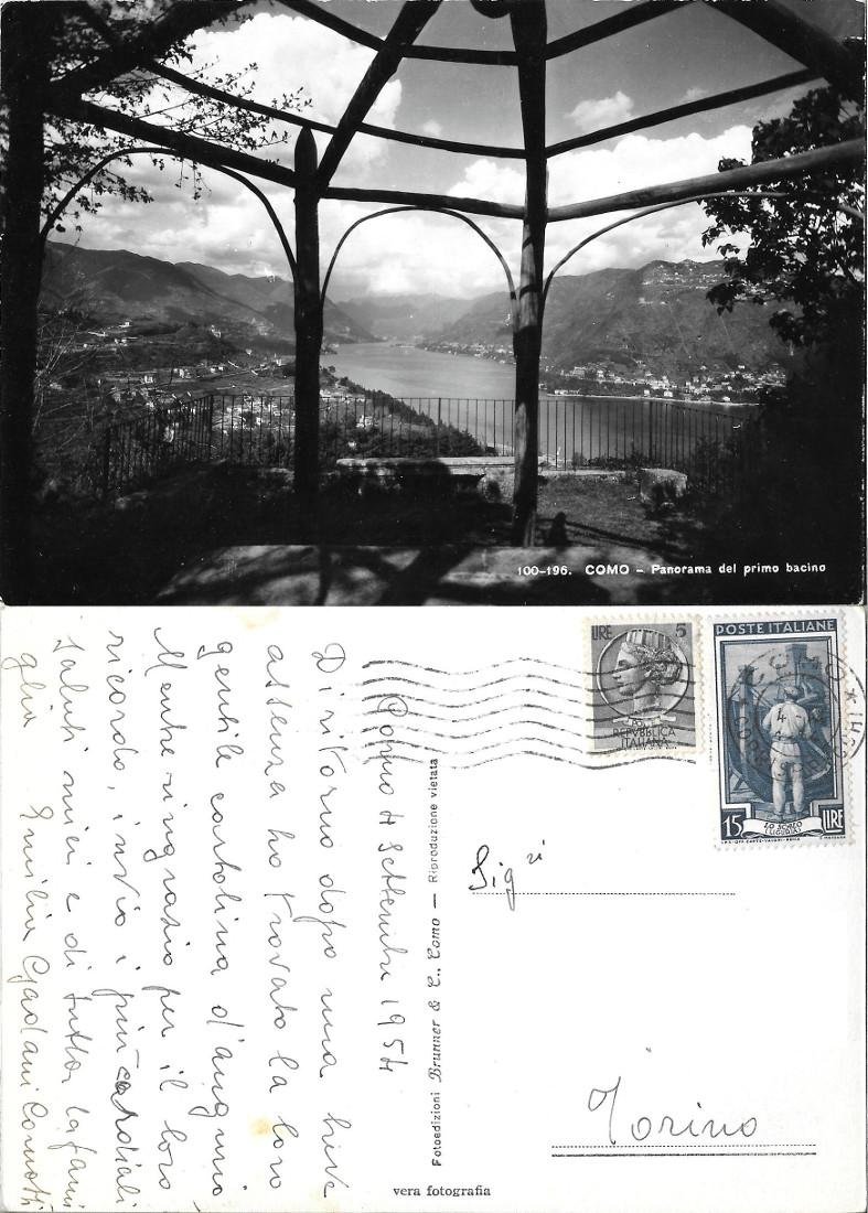 Como. Panorama del primo bacino. Viaggiata 1954